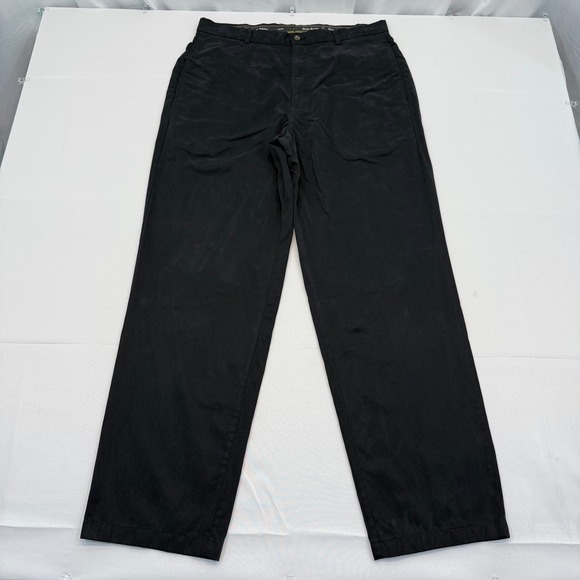 Tommy Bahama Relax Pants Mens 35x32 Tencel Flat Front Stretch Fabric Chino Black - Picture 1 of 11
